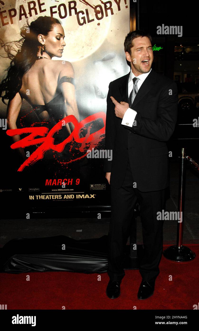 Gerard Butler participe à la première américaine de 300 à Los Angeles. Photo : presse britannique Banque D'Images