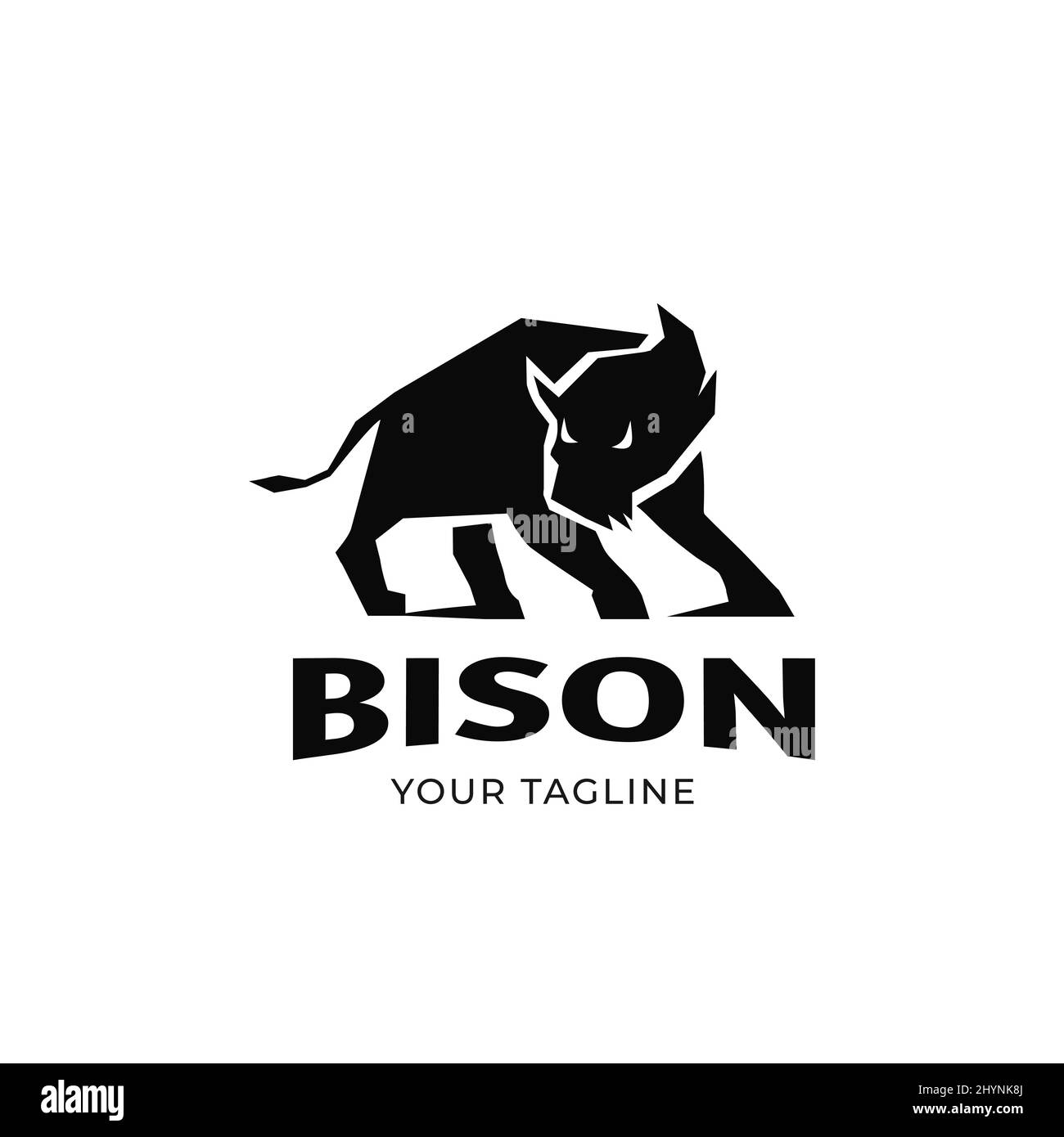Logo Vector design Silhouette of bison Icon isolé agressif l Illustration de Vecteur