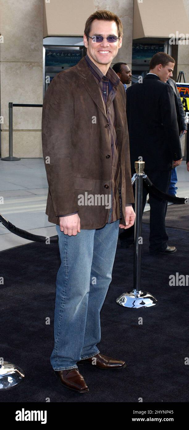 Jim Carrey participe à la première mondiale « Lemony Snicket's A Series of malheureux Events » à Hollywood. Photo : presse britannique Banque D'Images