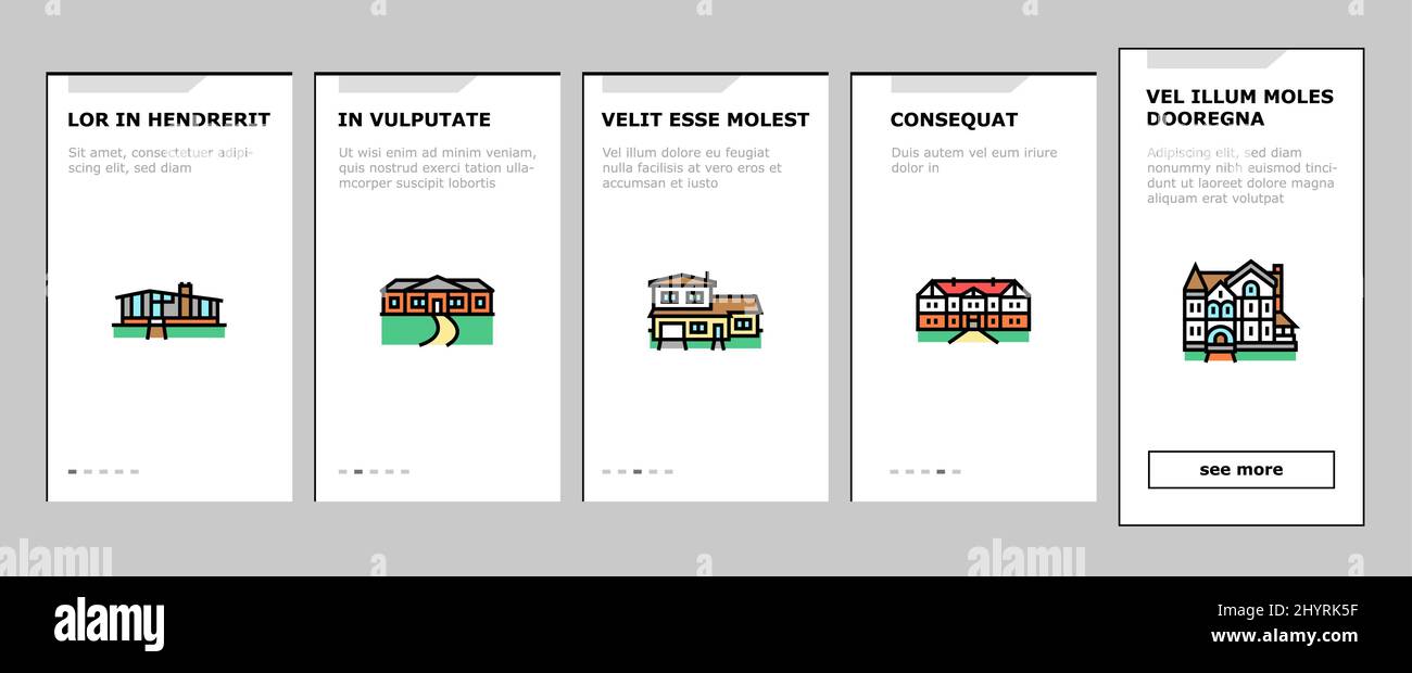 Maison architectural extérieur Onboarding Icons Set Vector Illustration de Vecteur