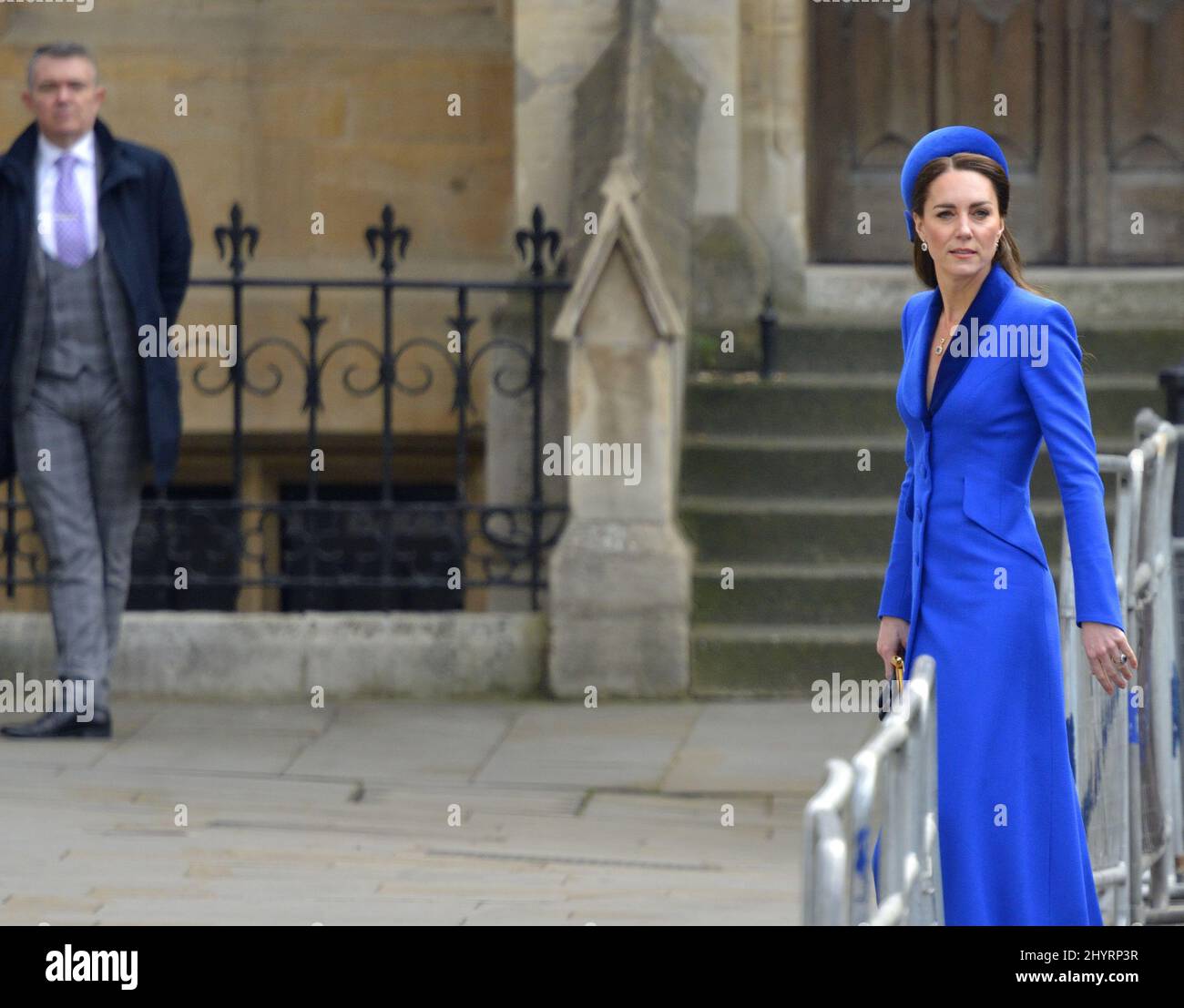 Catherine, duchesse de Cambridge arrivant pour le Commonwealth Service à Westminster Abbey, Londres, 14th mars 2022. Banque D'Images
