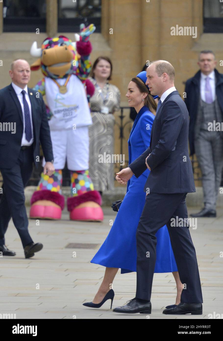 Prince William et Catherine / Duc et Duchesse de Cambridge arrivant pour le Commonwealth Service à Westminster Abbey, Londres, 14th mars 2022... Banque D'Images