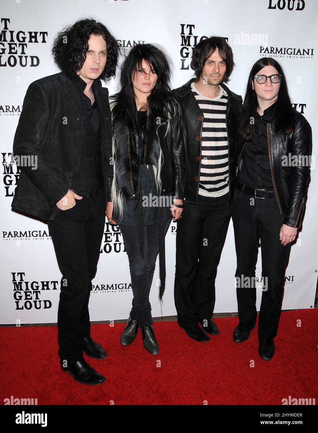 (L-r) Jack White, Alison Mosshart, Dean Fertita et Jack Lawrence de The Dead Weather lors de la soirée à l'hôtel Palomar après la première de « il pourrait être fort » à Los Angeles, États-Unis Banque D'Images