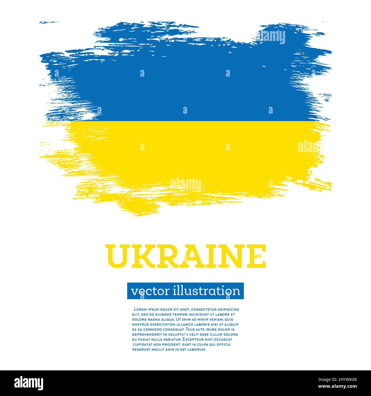 Drapeau ukrainien avec coups de pinceau. Illustration vectorielle. Jour de l'indépendance. Illustration de Vecteur