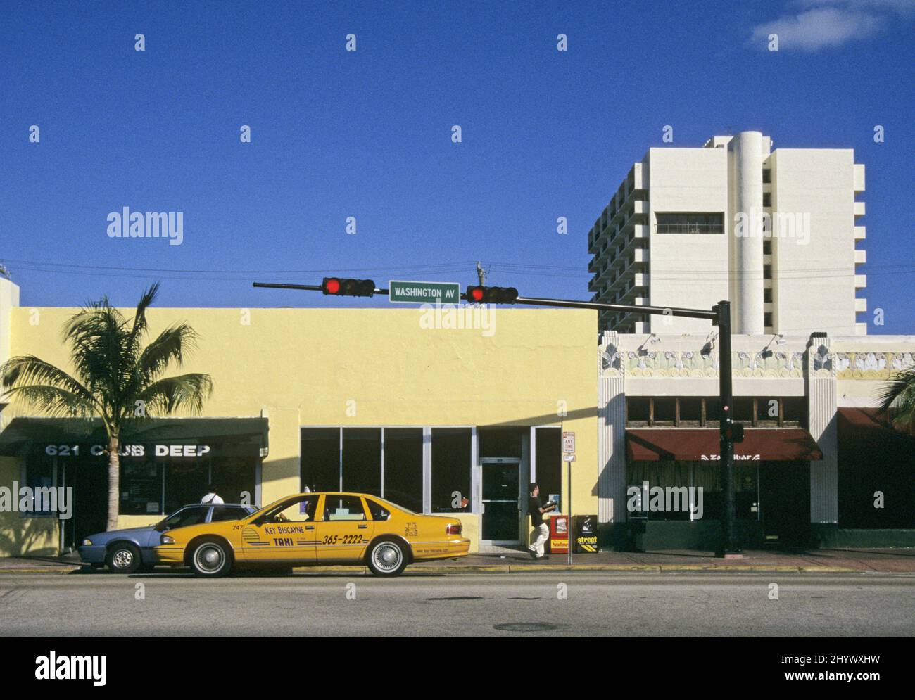 Taxi à Washington Avenue, South Miami, Floride, États-Unis d'Amérique Banque D'Images