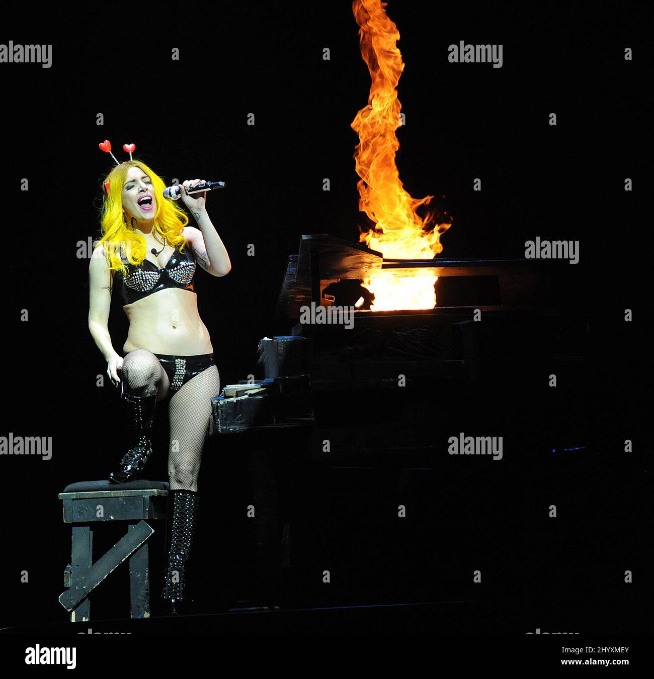 Lady Gaga en concert dans le cadre de la visite « Monster ball » au RB Center, Raleigh, Caroline du Nord. Banque D'Images