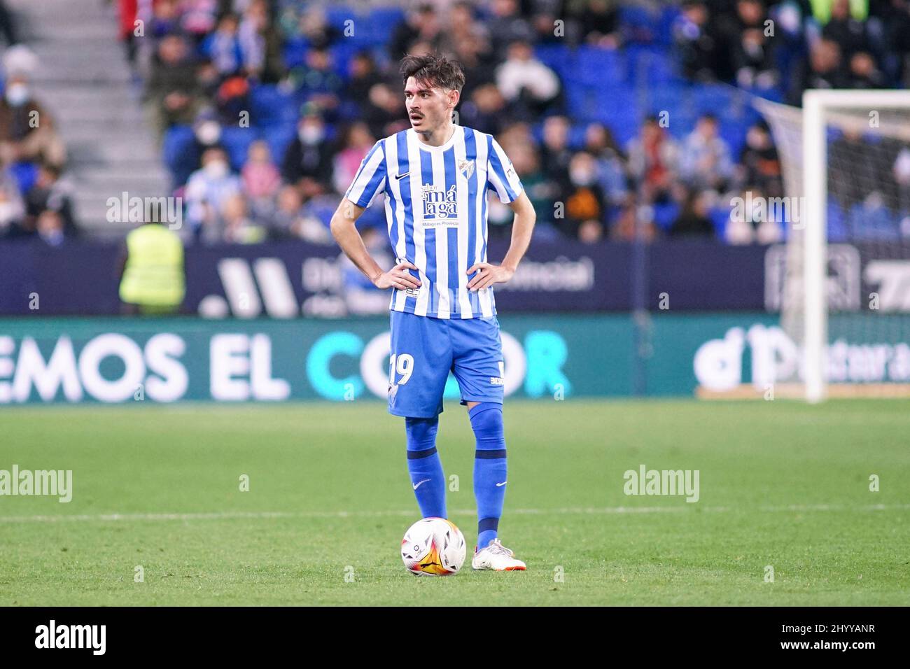 Jozfonds Muñoz vu pendant le match la Liga Smartbank 2021/2022 entre Malaga CF et SD Ponferradina au stade la Rosaleda. Note finale; Malaga CF 0:0 SD Ponferradina (photo de Francis Gonzalez / SOPA Images/Sipa USA) Banque D'Images