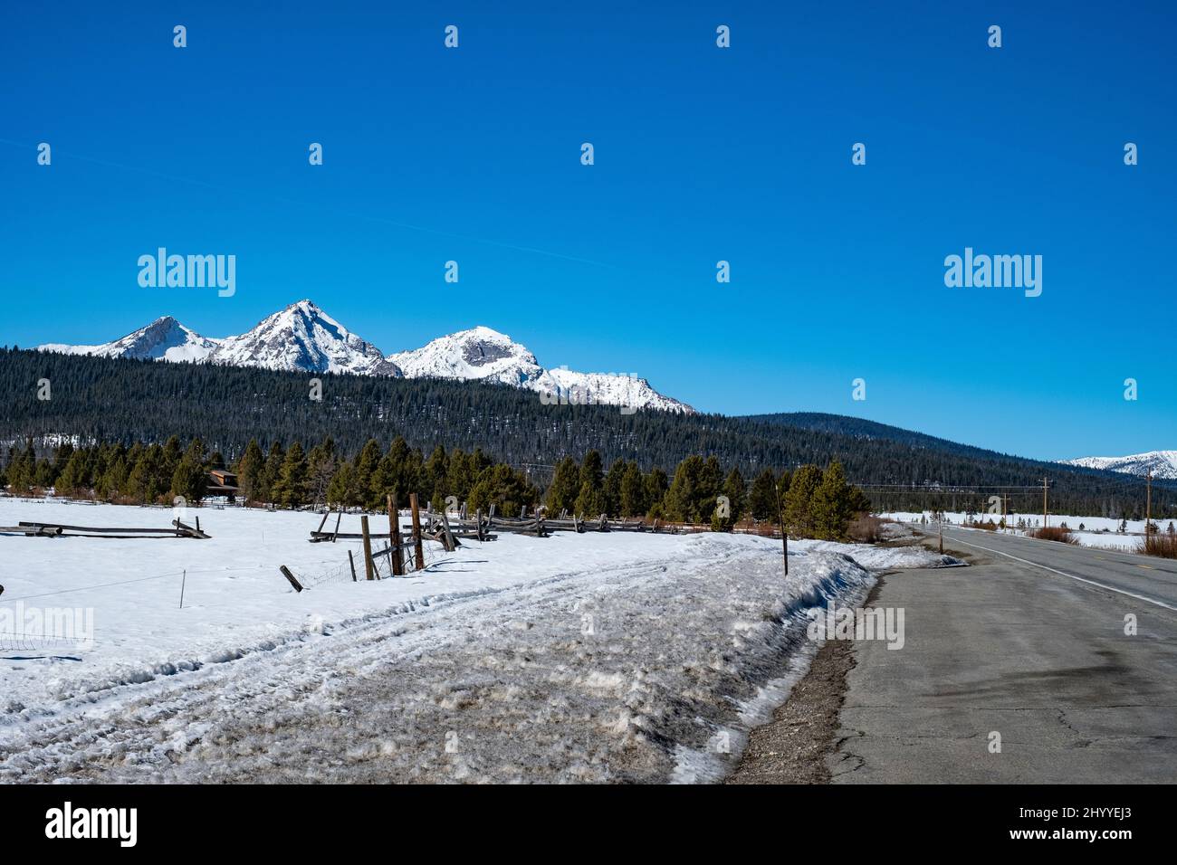 Sawtooth Mountains de l'Idaho en hiver Banque D'Images