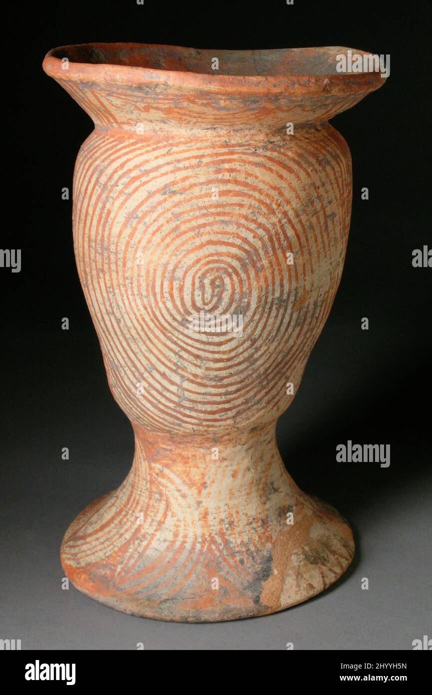 Urne. Thaïlande, culture de Ban Chiang, 4th-3rd Century B.C.. Ameublement; Accessoires. Faïence avec décoration peinte Banque D'Images