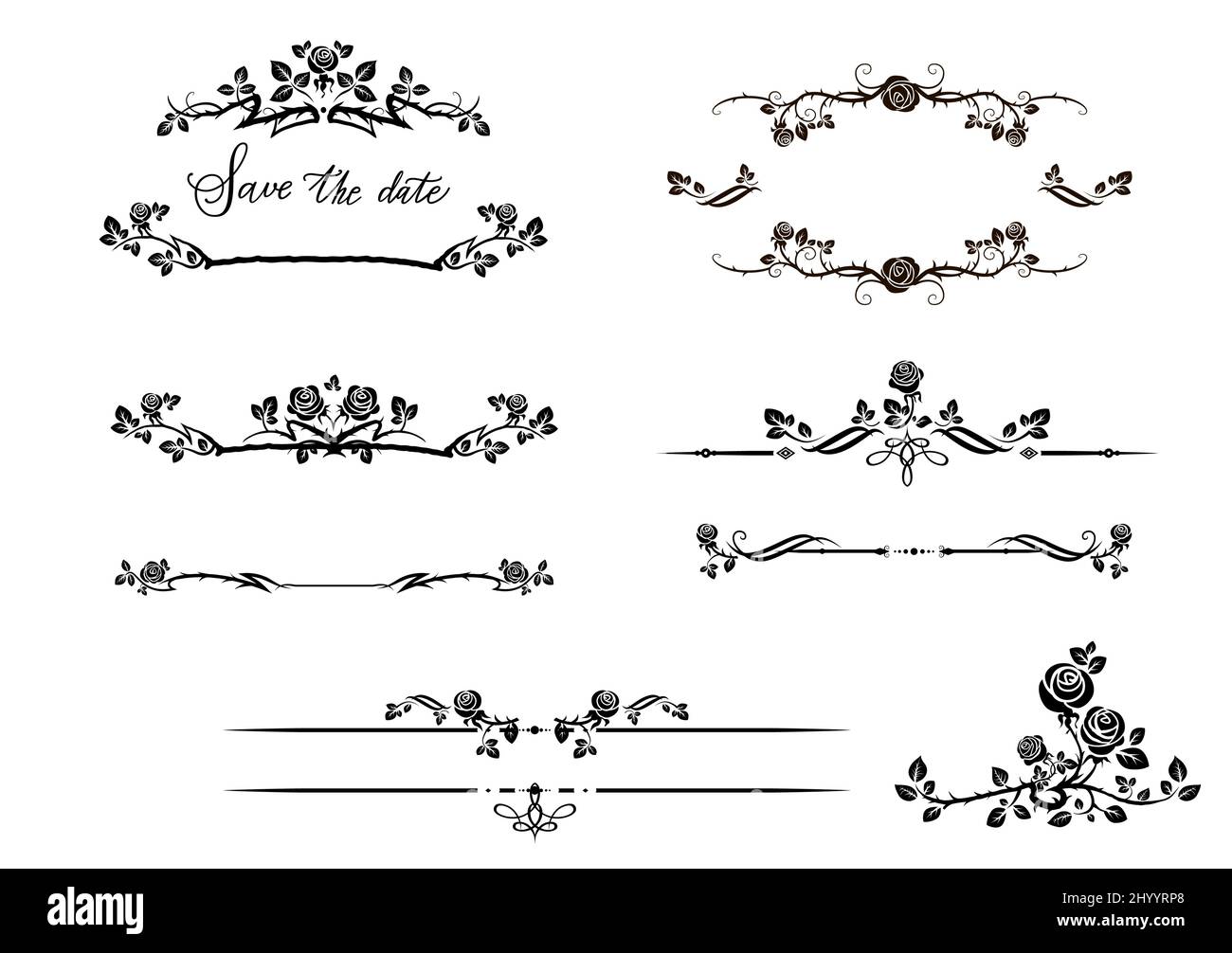 Intercalaires et bordures sur le thème floral Illustration de Vecteur