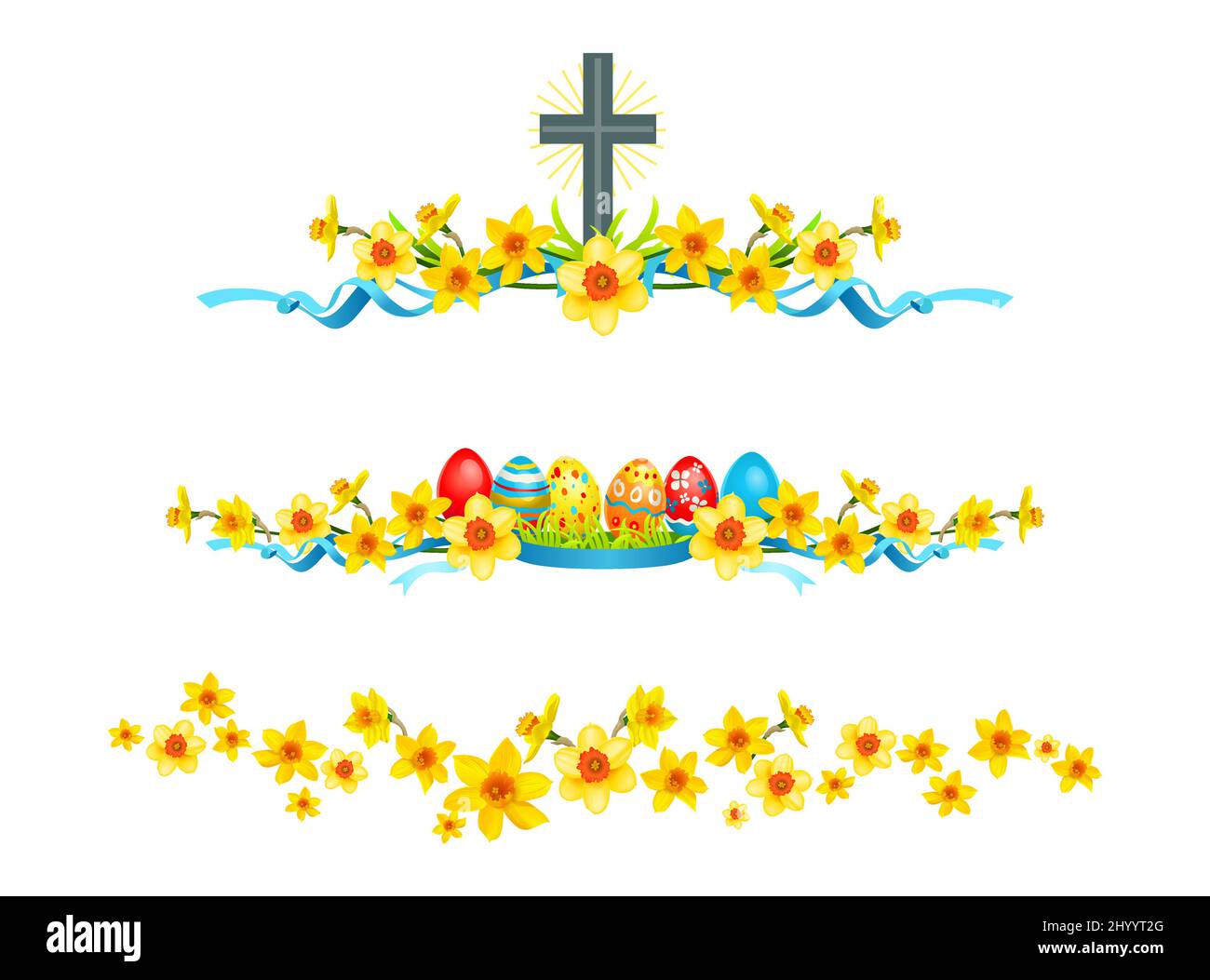 Bordures fleuries de Pâques isolées Illustration de Vecteur