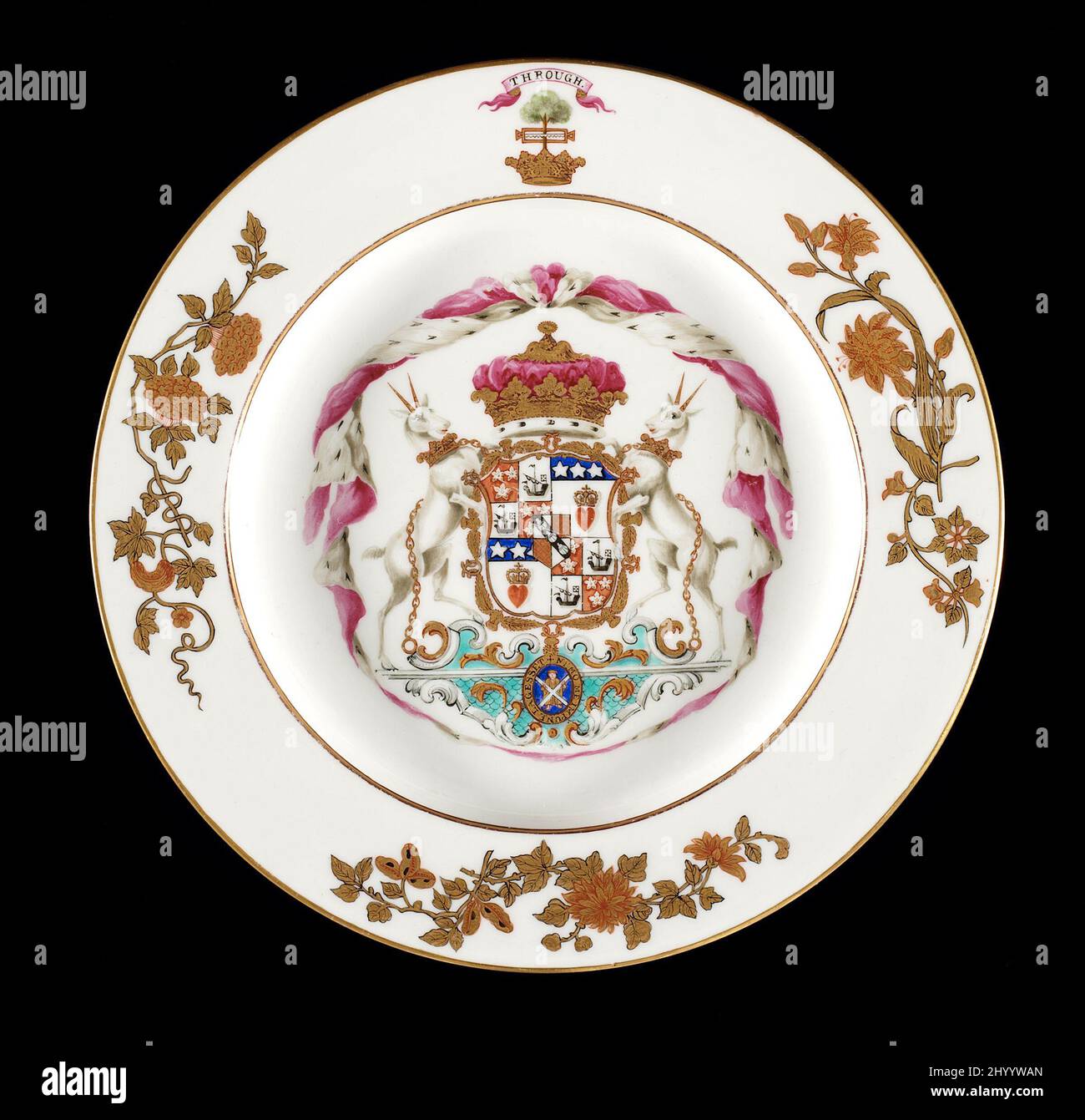 Plaque. Derby Porcelain Works (Angleterre, 1756-1848). Angleterre, vers 1780. Ameublement; service de chambre. Porcelaine, dorure Banque D'Images