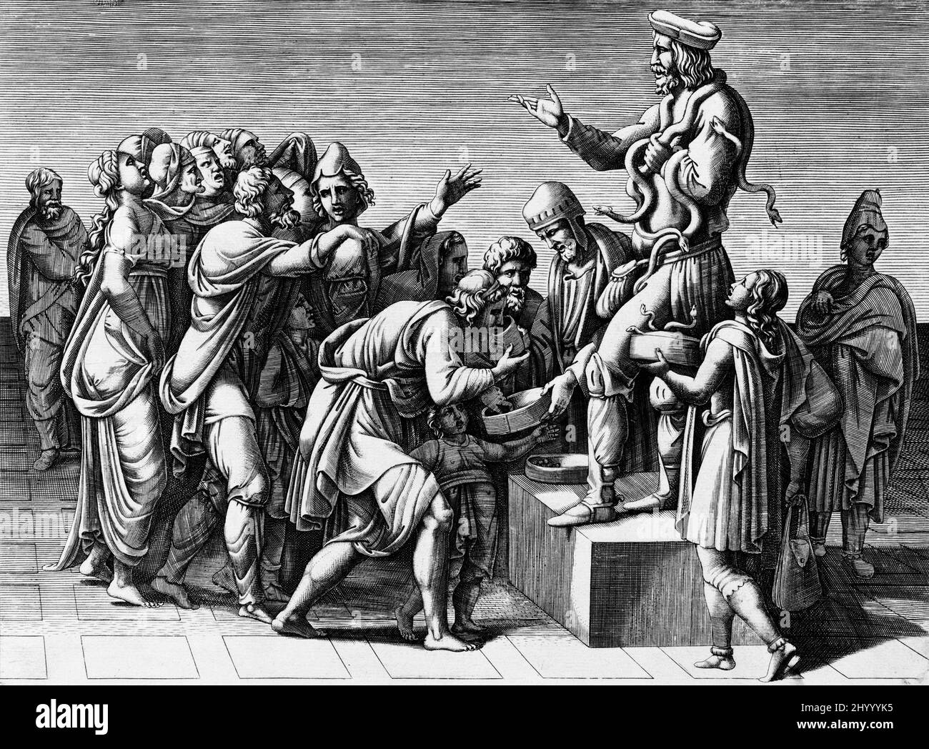 Le porte-plaquette. Diana Scultori (Italie, Mantoue, avant 1530-après 1588)Giulio Romano (Italie, Rome, vers 1499-1546). Italie, 16th siècle. Gravures; gravures. Gravure Banque D'Images