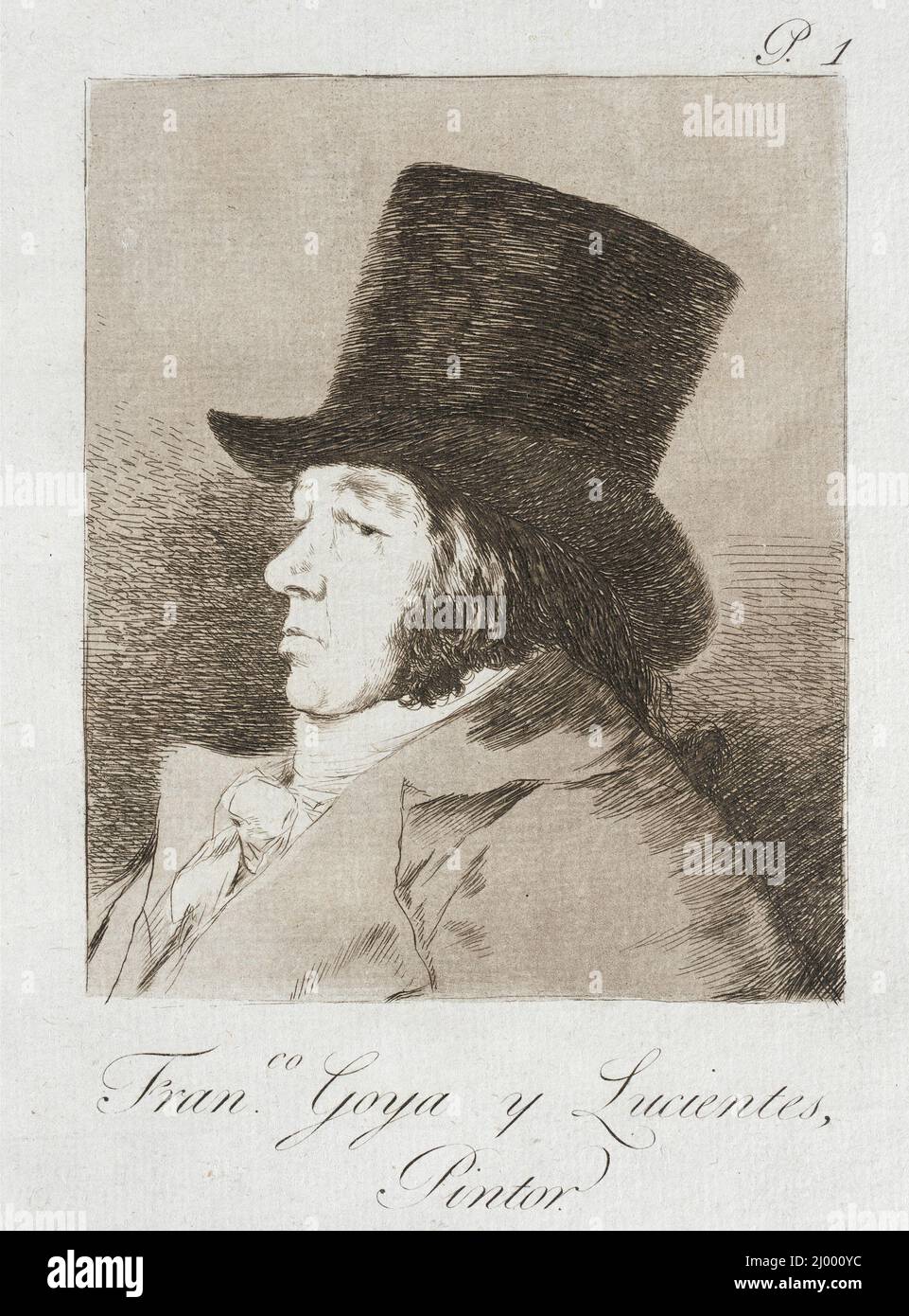 Autoportrait. Francisco Goya y Lucientes (Espagne, Fuendetodos, 1746-1828). Espagne, 1799. Tirages ; gravures. Gravure, aquatint, point sec et burin Banque D'Images