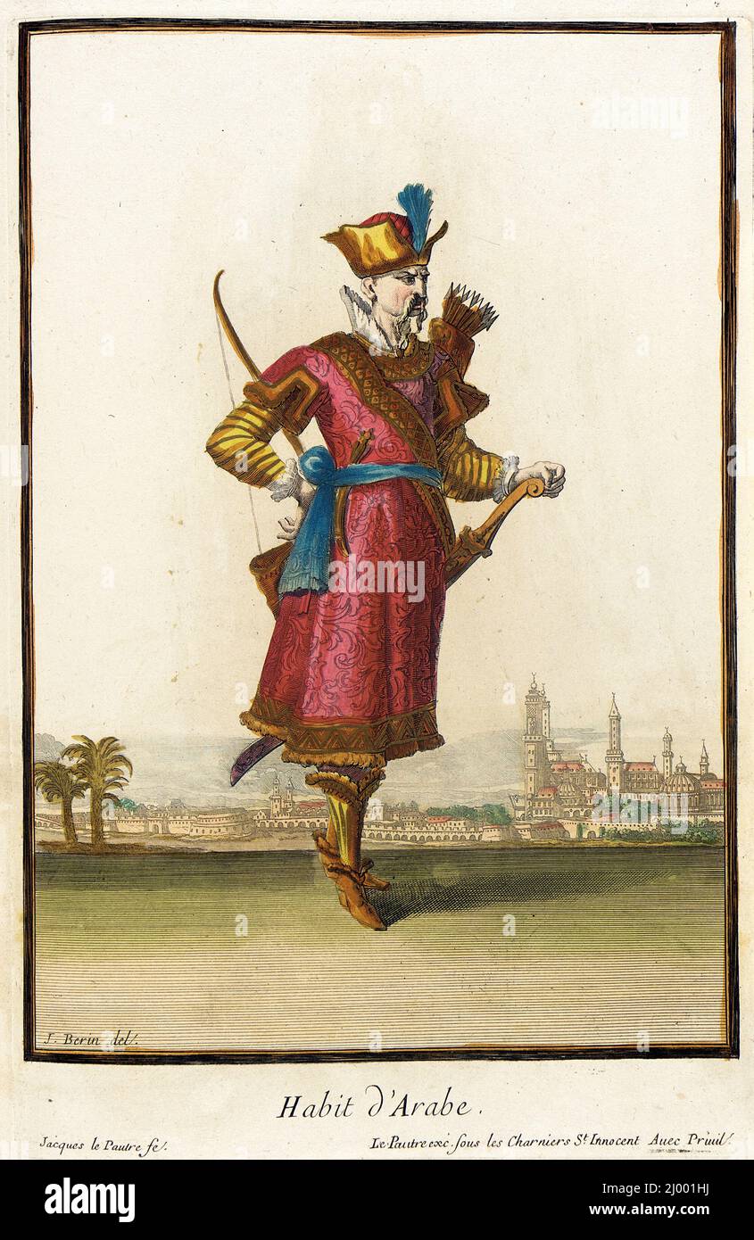 Recueil des modes de la cour de France, 'habitude d'arabe'. Jean Berain (France, 1637/1640-1711)Jacques Lepautre (France, Paris, 1653-1684)Jean Lepautre (France, Paris, 1618-1682). France, Paris, vers 1682, en direction de 1703-1704. Imprime. Gravure manuelle sur papier Banque D'Images