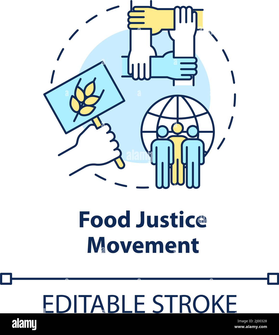 Icône du concept de mouvement de justice alimentaire Illustration de Vecteur