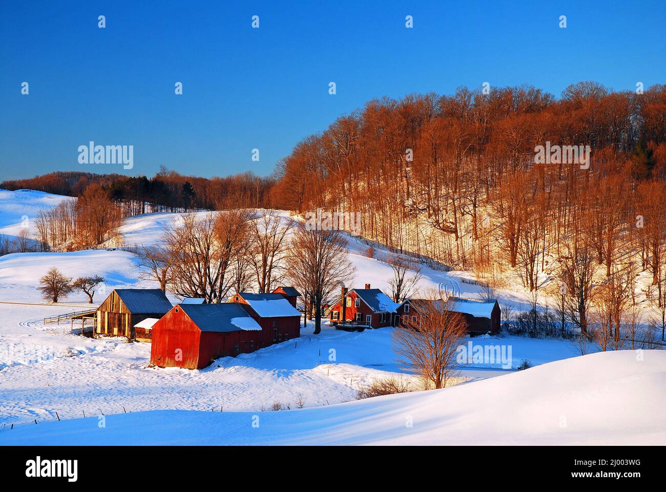 Une ferme du Vermont sous une couverture de neige Banque D'Images