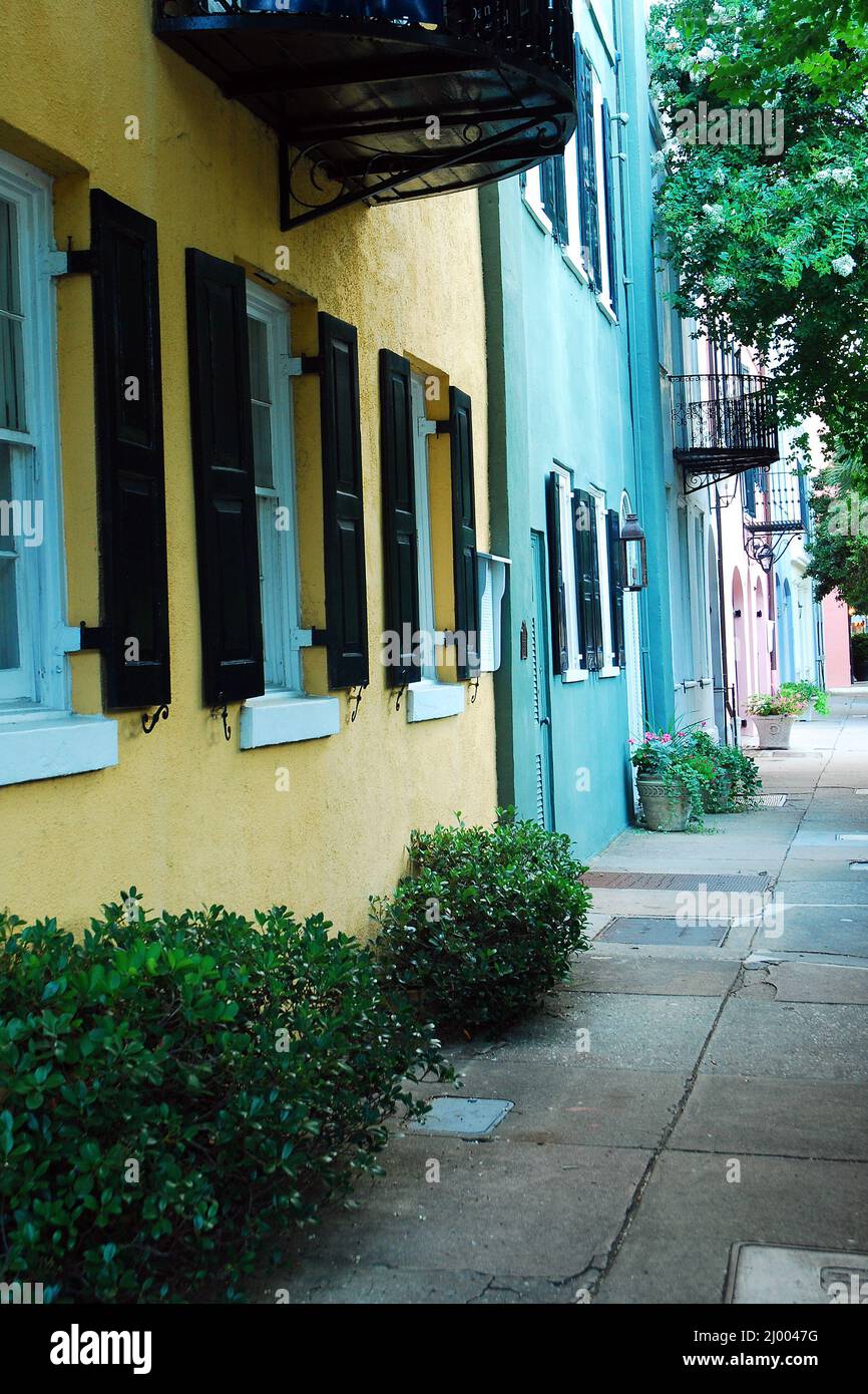 Rainbow Row, Charleston, Caroline du Sud Banque D'Images