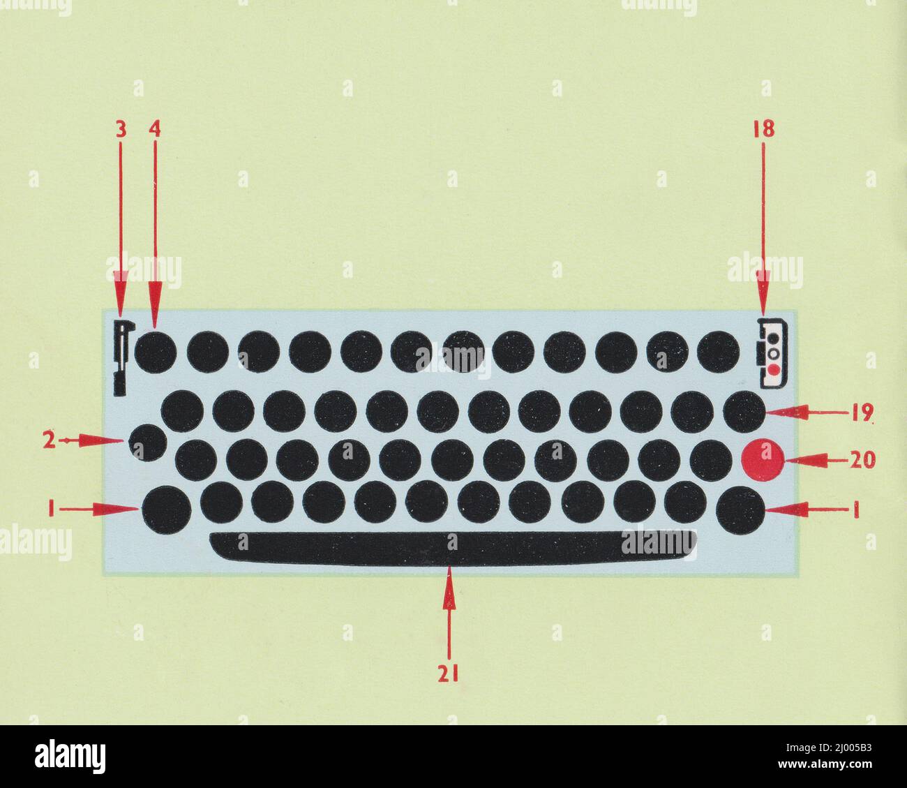 Olivetti Lettera 22 Manuel d'utilisation et guide de dactylographie de la machine à écrire (1950-1962) page de détail 4 Banque D'Images