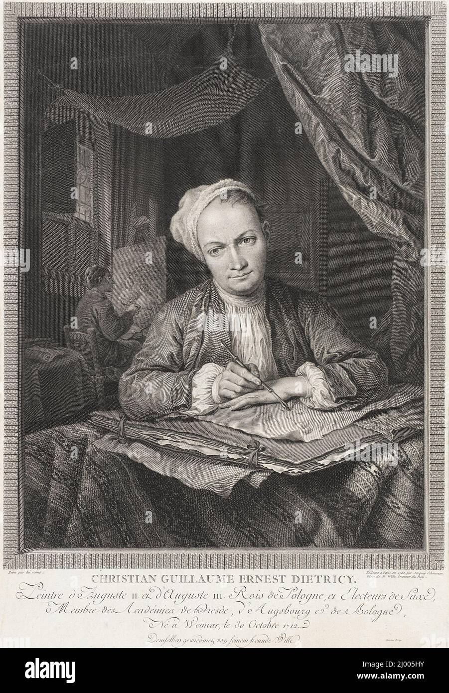 Portrait de Christian Guillaume Ernest Dietricy. Jacob Mathias Schmutzer (Autriche, Vienne, 1733-1811). Autriche, 1765. Gravures; gravures. Gravure, posée Banque D'Images