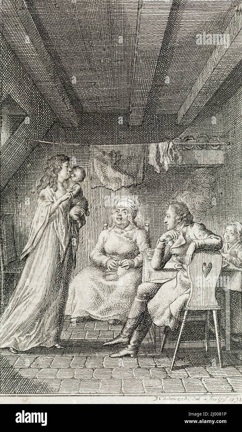 Illustration pour « Becker's Almanac for 1799 ». Daniel Nikolaus Chodowiecki (Allemagne, Danzig, 1726-1801). Allemagne, vers 1799. Tirages ; gravures. Gravure, posée Banque D'Images