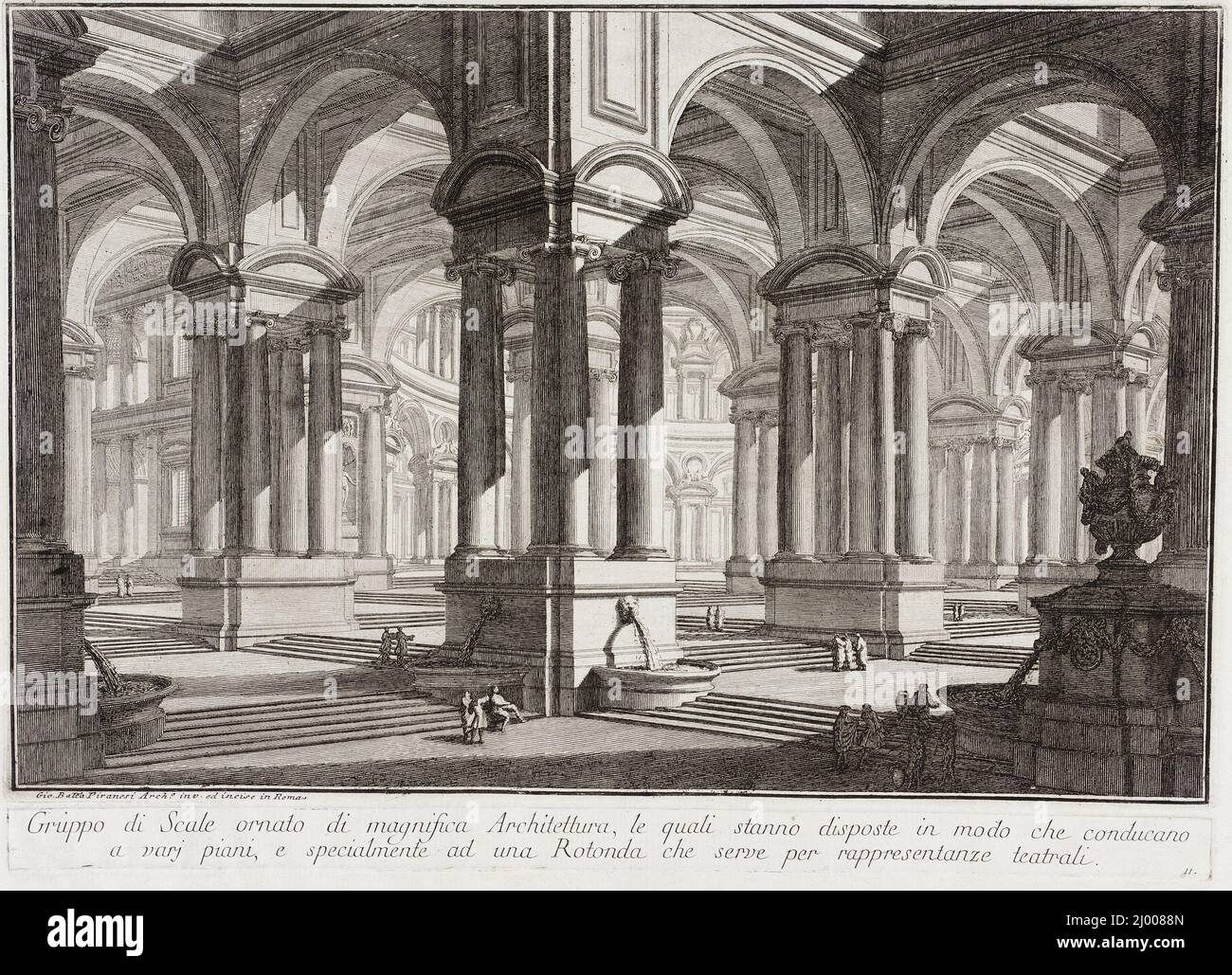 Magnifique espace architectural. Giovanni Battista Piranesi (Italie, Mogliano, 1720-1778). Italie, vers 1743. Gravures; gravures. Gravure avec gravure et point sec Banque D'Images
