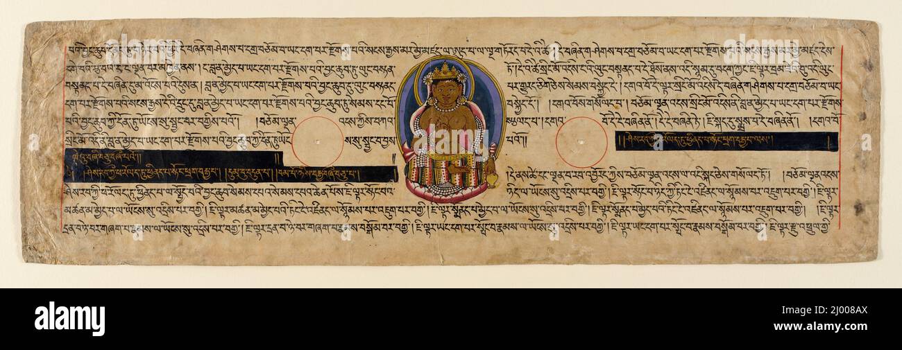 Une Déesse, Folio d'une Shatasahasrika Prajnaparamita (la perfection de la sagesse en 100 000 versets). Tibet occidental, quartier de Maryul, Monastère de Tholing, 16th-17th siècle. Manuscrits. Encre, aquarelle opaque et or sur papier Banque D'Images