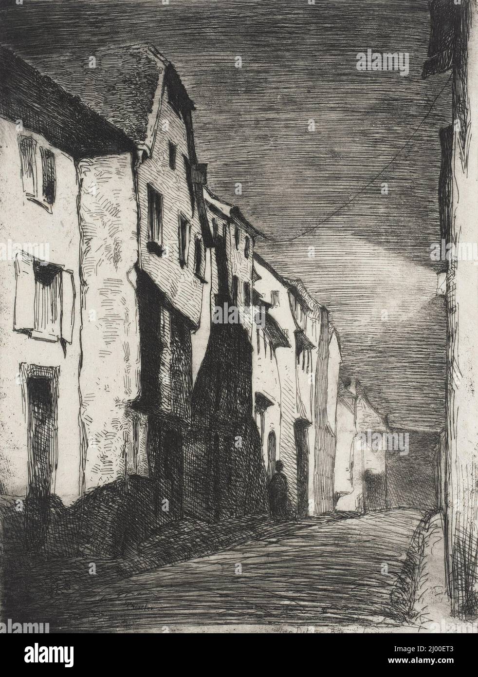 Rue à Saverne. James Abbott McNeill Whistler (États-Unis, 1834-1903). États-Unis, 1858. Tirages ; gravures. Décapage et morsure ouverte ou papier de verre moulu Banque D'Images