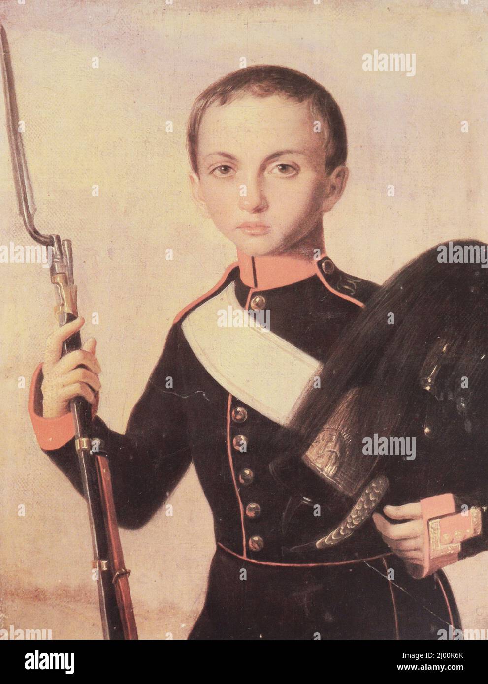 Portrait d'un cadet du corps de cadet d'Arakcheevsky. Peinture du 1840s. Banque D'Images
