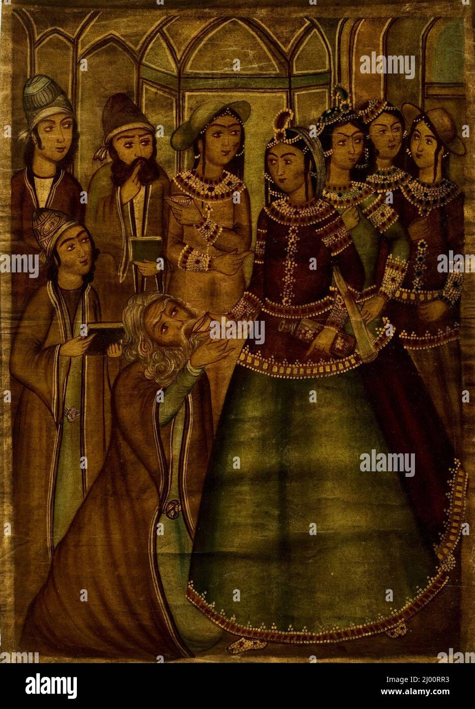 Shaykh Sanan et la jeune fille chrétienne. Iran, dynastie Qajar, début 19th siècle/vers 13th siècle A.H.. Peintures. Huile sur toile Banque D'Images
