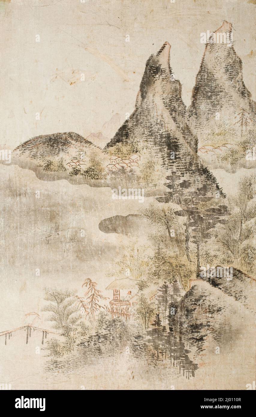 Paysage. Corée, Coréen, dynastie Joseon (1392-1910), 19th siècle. Peintures. Encre sur papier Banque D'Images