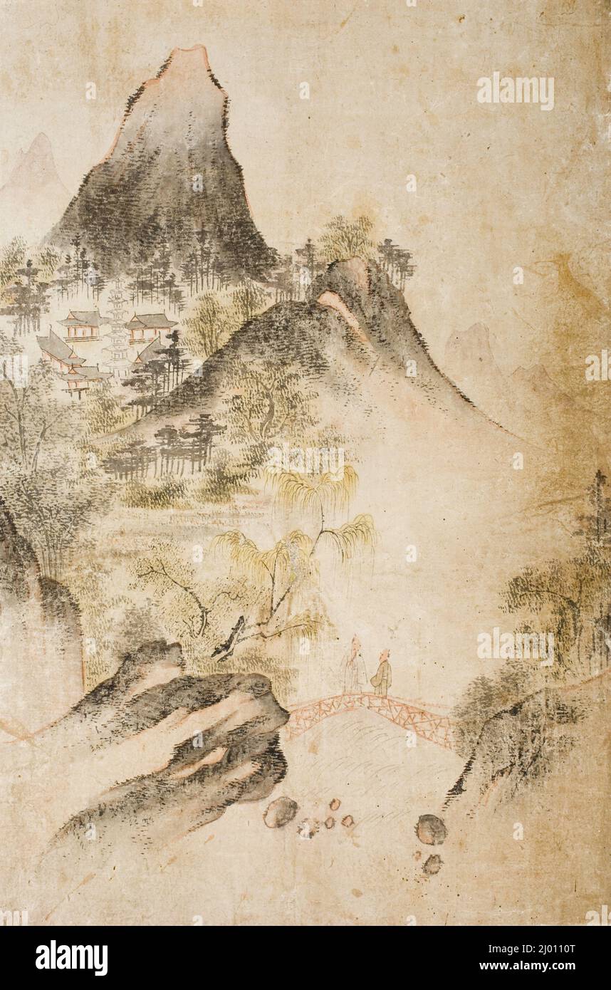 Paysage. Corée, Coréen, dynastie Joseon (1392-1910), 19th siècle. Peintures. Encre sur papier Banque D'Images