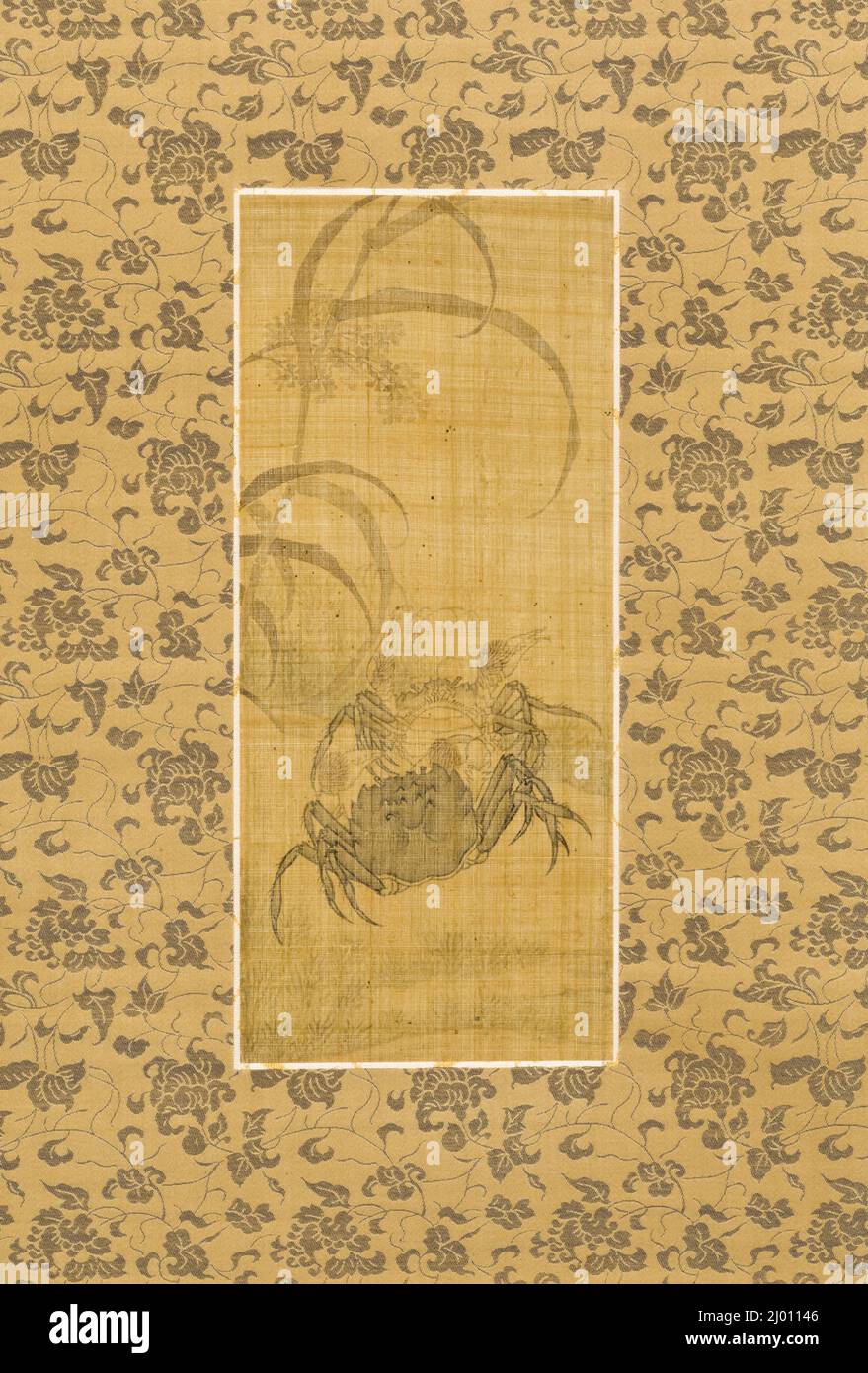 Crabes et roseaux. Corée, Coréen, dynastie Joseon, 1392-1910, 17th siècle. Peintures. Rouleau suspendu, encre et couleur sur soie Banque D'Images