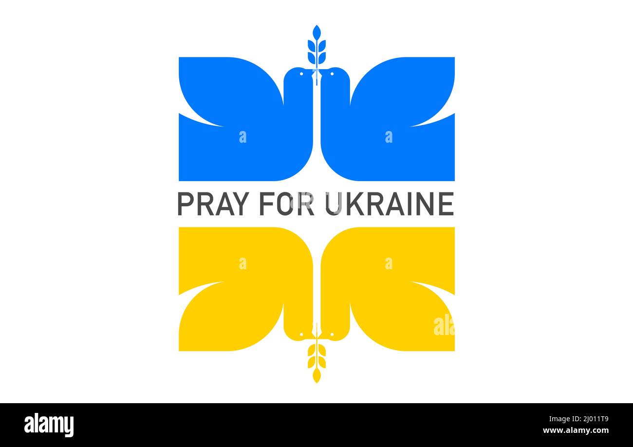 Oiseau volant, colombe comme un symbole de paix. Support Ukraine, Stand with Ukraine bannière et affiche en jaune et bleu couleurs Illustration de Vecteur