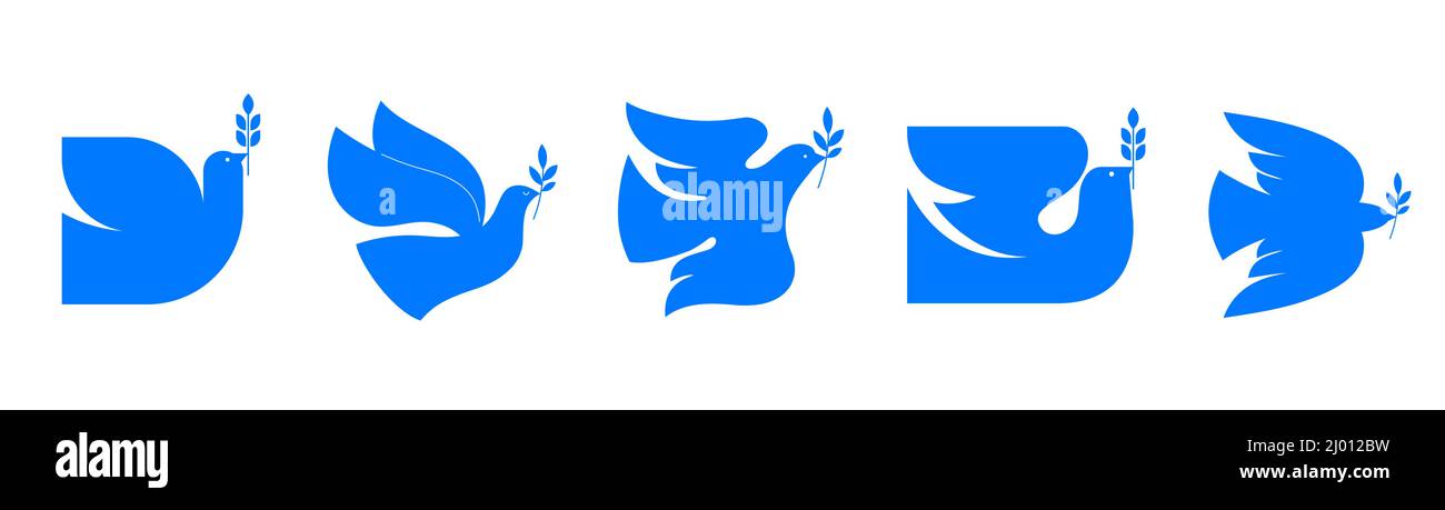 Oiseau volant, colombe comme un symbole de paix. Support Ukraine, Stand with Ukraine bannière et affiche en jaune et bleu couleurs Illustration de Vecteur