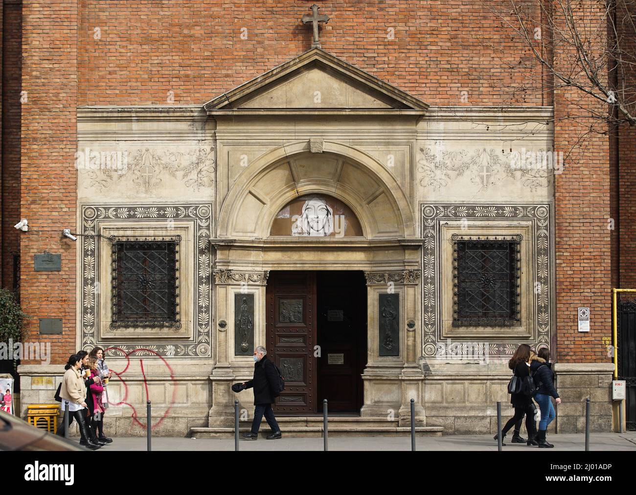 Bucarest, Roumanie - 15 mars 2022 : Église italienne du très Saint Rédempteur, église catholique romaine située sur le boulevard Nicolae Balcescu. Banque D'Images