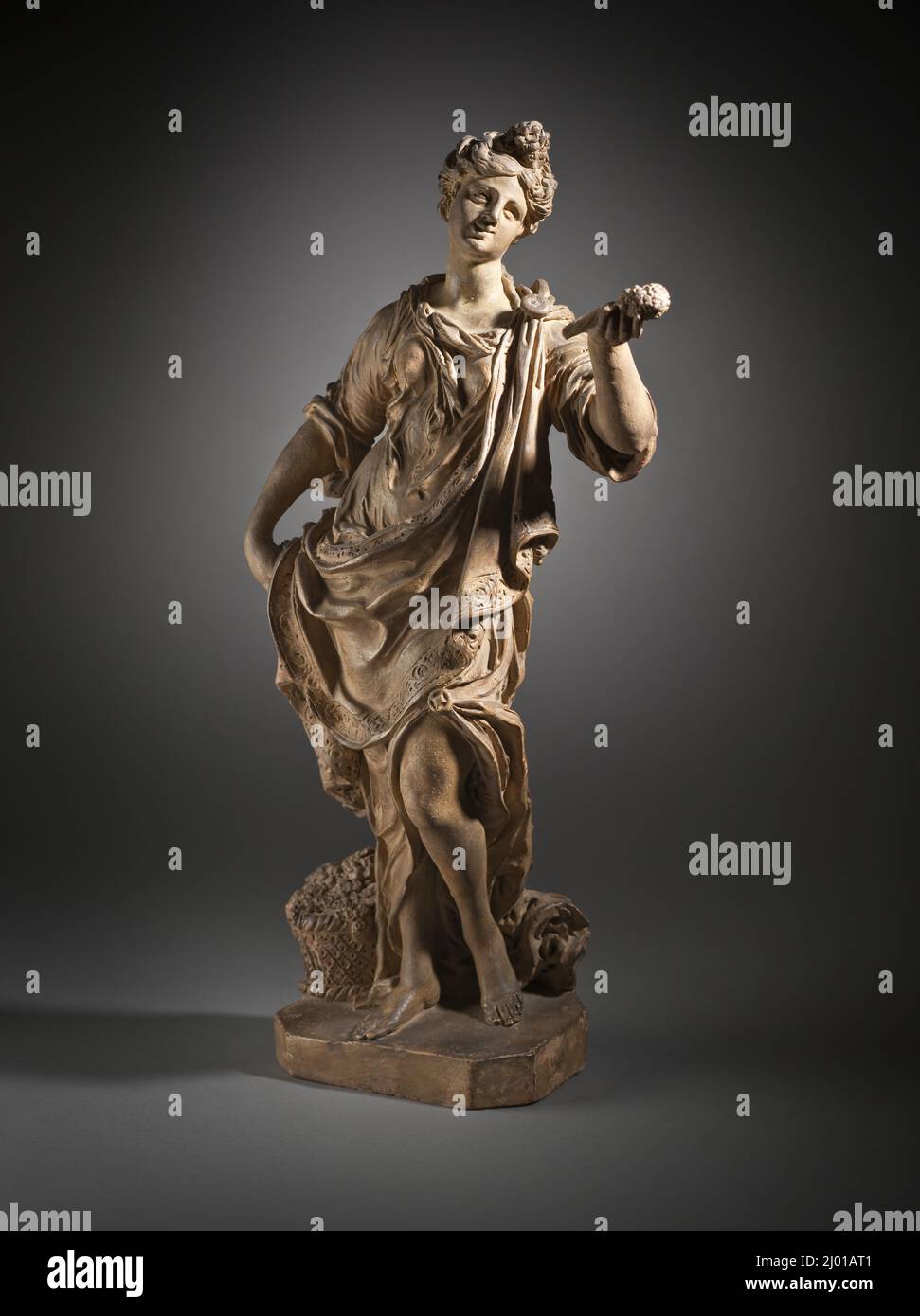 La flore. France, 17th siècle. Sculpture. Faïence sur une base moderne en bois peint et doré Banque D'Images