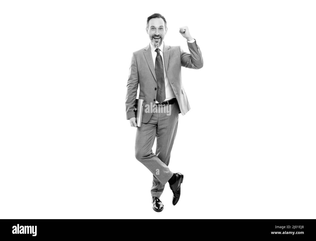 administrateur réseau professionnel tient l'ordinateur. bon patron avec ordinateur portable sans fil moderne Banque D'Images