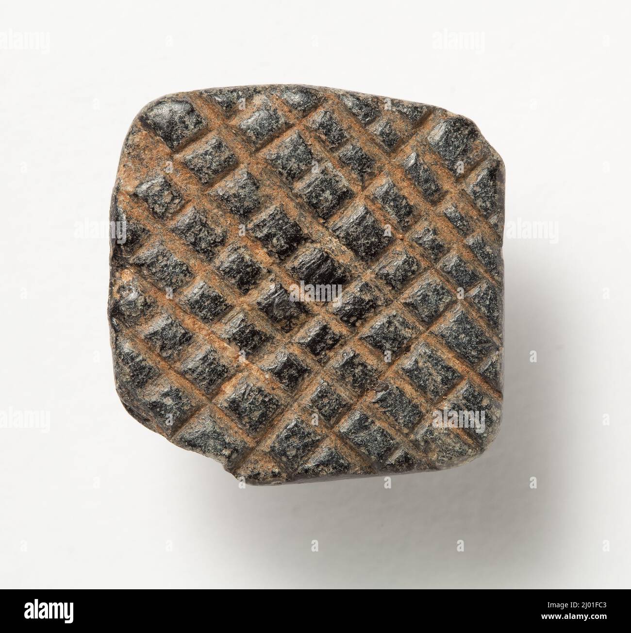 Cachet. Nord de la Syrie ou Sud-est de l'Anatolie, vers 6th-4th millénaire avant J.-C.. Outils et équipement; joints. Serpentin noir Banque D'Images