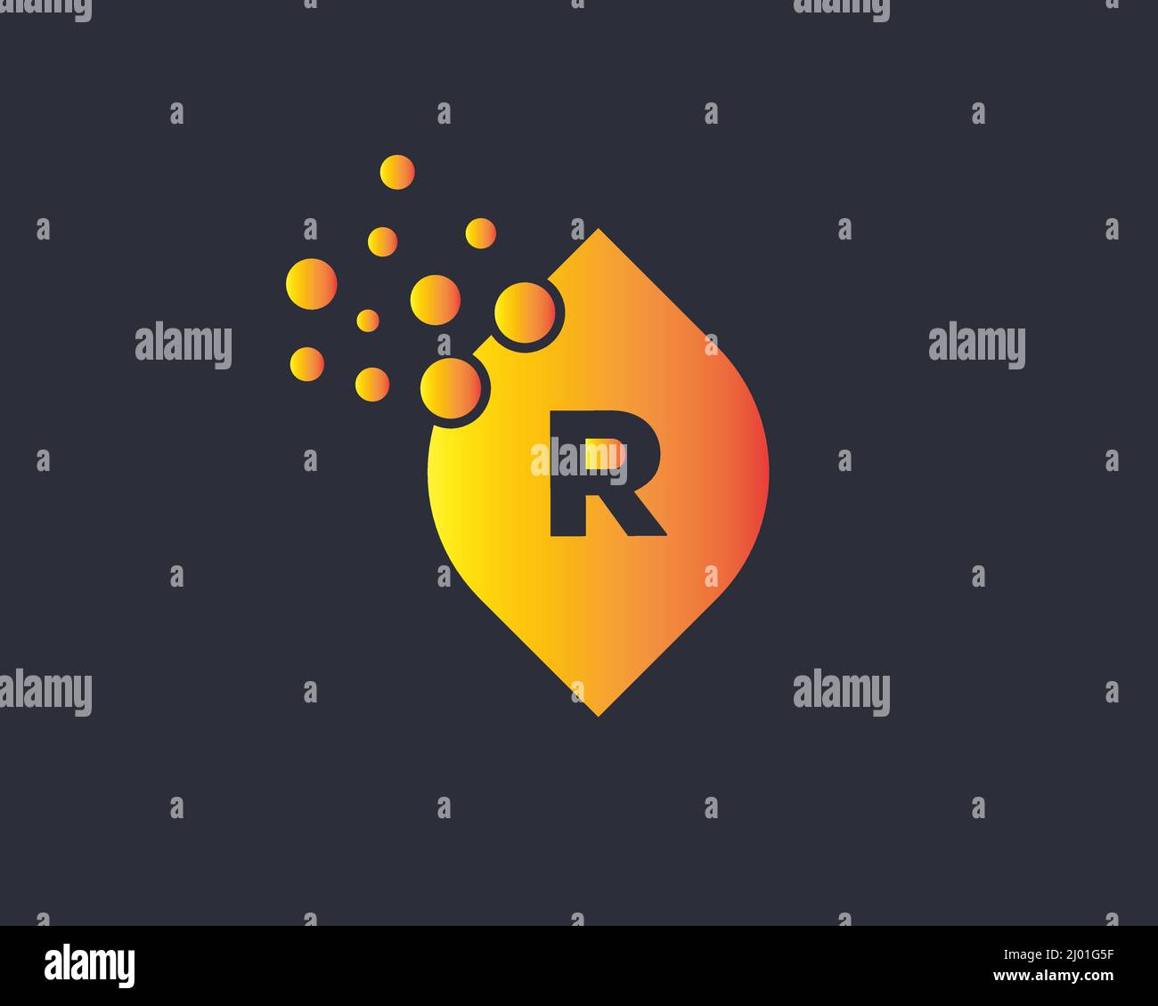 Logo lettre R abstrait avec concept feuille. Logo lettre R. Illustration de Vecteur