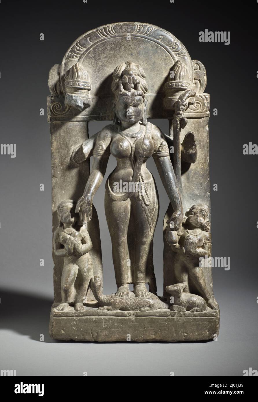 La déesse hindoue Gauri. Inde, Uttaraancal, district d'Almora, 9th siècle. Sculpture. Schist. Chlorite Banque D'Images