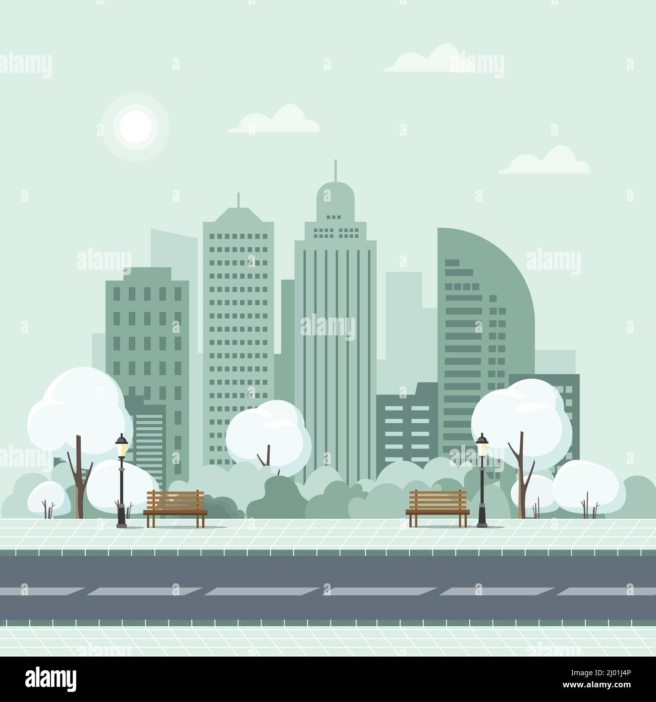 Paysage urbain paysage urbain illustration plate Illustration de Vecteur