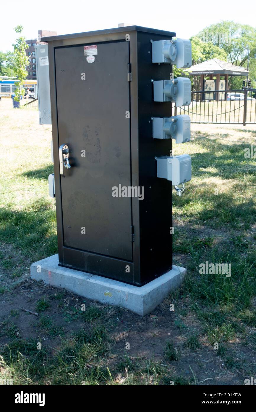 Armoire de branchement électrique près du lac BDE Maka Ska (anciennement le lac Calhoun). Minneapolis Minnesota MN États-Unis Banque D'Images