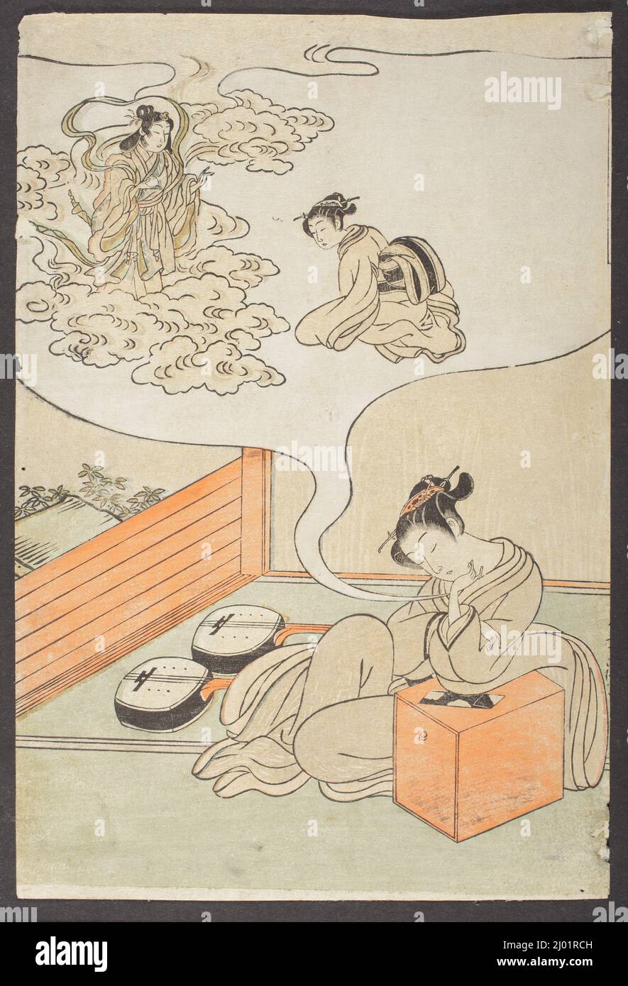 Geisha priant à Benzaiten. Isoda Koryūsai (attribué à) (Japon, actif de 1760s à 1780s). Milieu de la fin du 18th siècle. Imprimés; blocs de bois. Imprimé color block Banque D'Images
