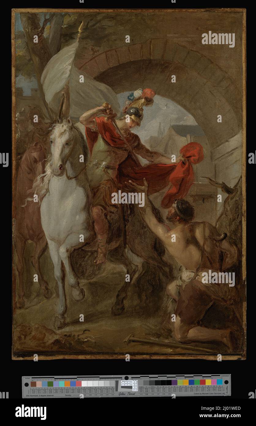 Saint Martin partage son manteau avec un mendiant. Louis Galloche (France, Paris, 1670-1761). France, vers 1737. Peintures. Huile sur toile Banque D'Images