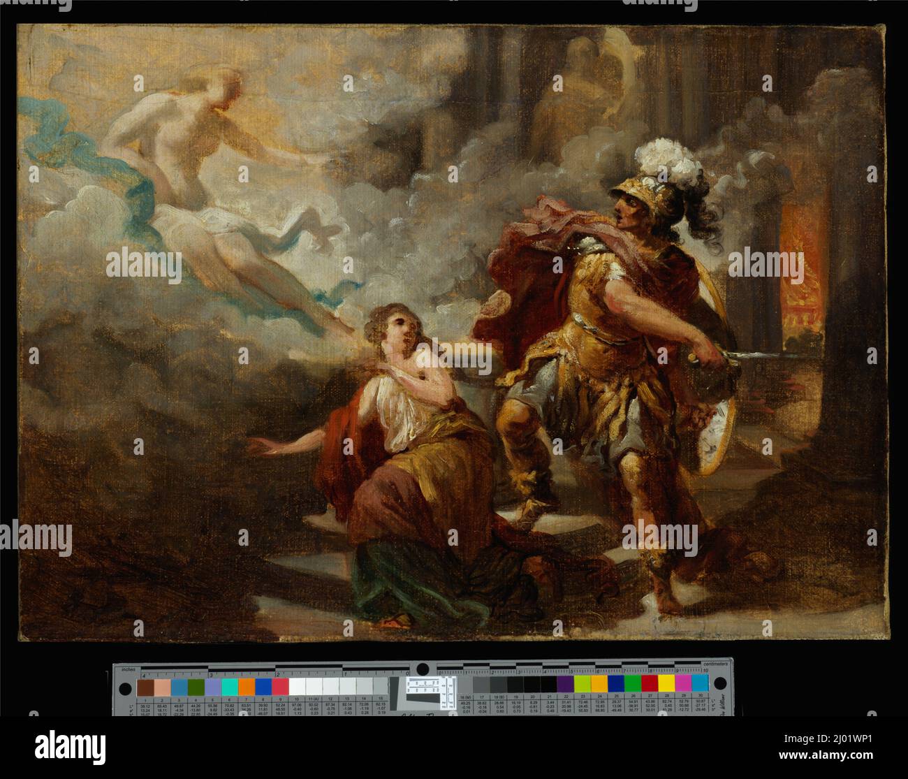 Helen sauvée par Vénus de la colère d'Aénée. Jacques Sablet (Suisse, Morges, 1749-1803). Suisse, 1779. Peintures. Huile sur papier posé sur toile Banque D'Images