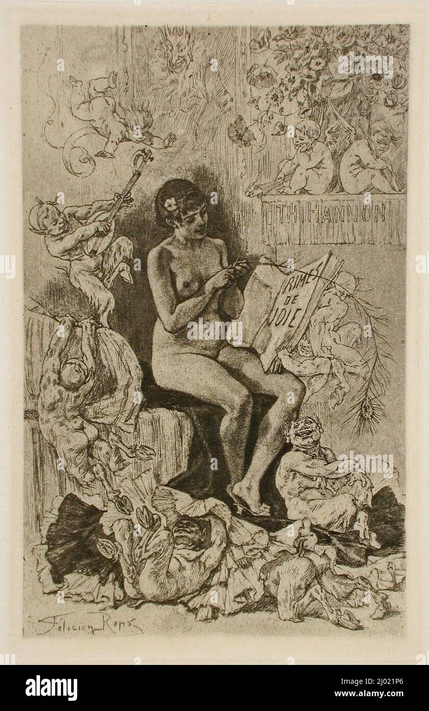 Rimes de joie. Félicien Victor Joseph ROPS (Belgique, Namur, 1833-1898). Belgique, 1881. Tirages ; gravures. Gravure Banque D'Images