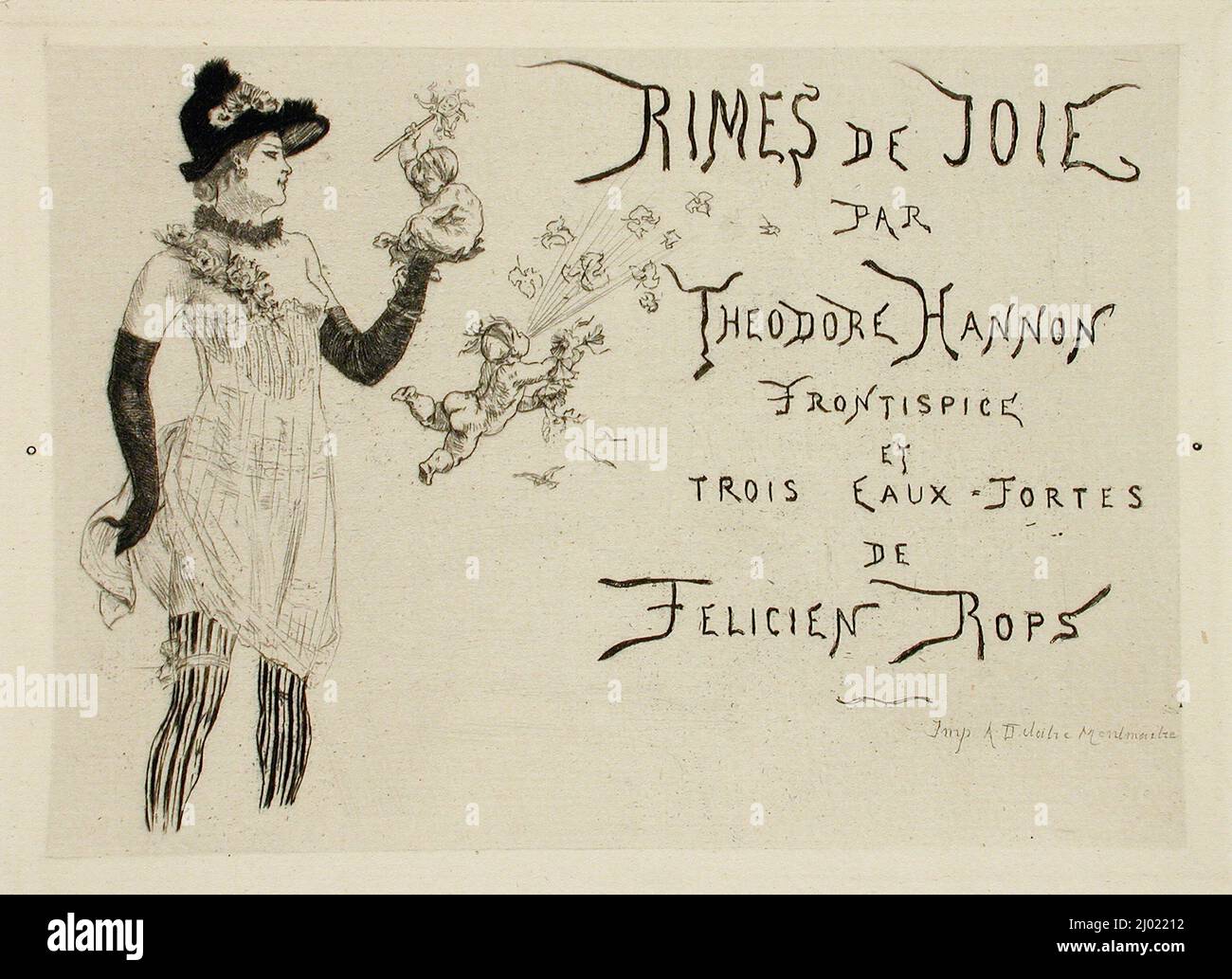 Affiche pour les « jantes de joie ». Félicien Victor Joseph ROPS (Belgique, Namur, 1833-1898). Belgique, pas de date. Tirages ; gravures. Décapage et point sec possible Banque D'Images