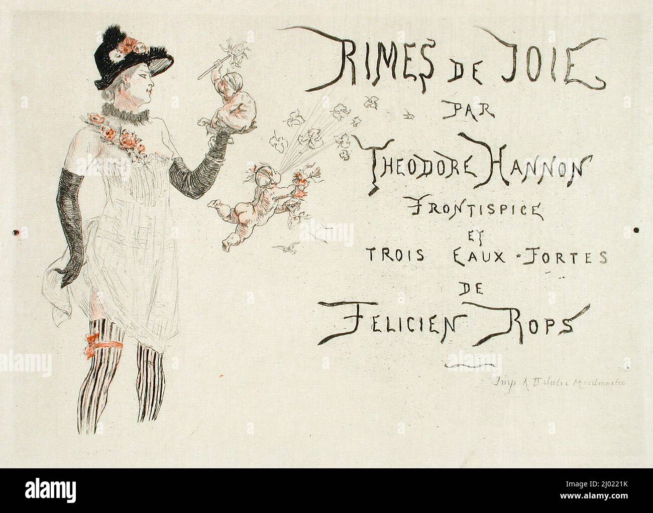 Affiche pour les « jantes de joie ». Félicien Victor Joseph ROPS (Belgique, Namur, 1833-1898). Belgique, pas de date. Tirages ; gravures. Décapage et point sec possible Banque D'Images