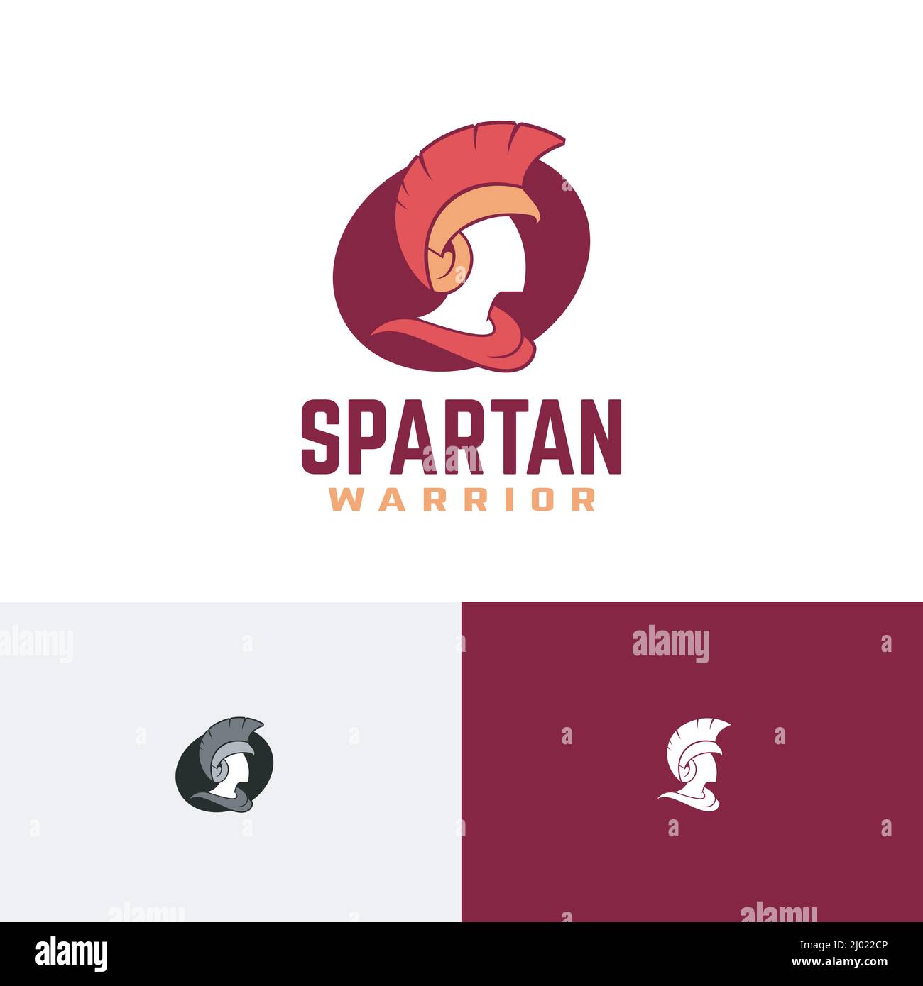 Modèle de logo de l'hélicoptère Spartan Warrior Knight Soldier Fighter Helmet Illustration de Vecteur